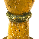 Big, Chunky, Yellow Painted Wooden Candlestick Holders