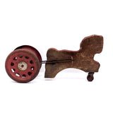 Sweet Old Wooden Horse Pull Toy with Gong Bell Wheels