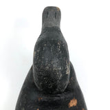 Hand-carved Hunted Over Old Black Duck Working Decoy