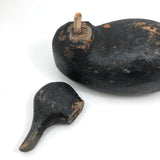 Hand-carved Hunted Over Old Black Duck Working Decoy
