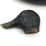Hand-carved Hunted Over Old Black Duck Working Decoy