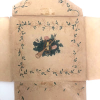 Charming 19th C. Watercolor Folk Out Envelope / Love Token