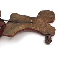 Sweet Old Wooden Horse Pull Toy with Gong Bell Wheels