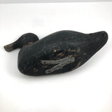 Hand-carved Hunted Over Old Black Duck Working Decoy
