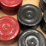 Old Lacquered Checkers Set Plus Marbles for Chinese Checkers and Numbers, Too!