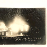 Condense Factory Fire at Night, 1908 Real Photo Postcard