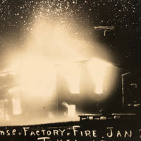 Condense Factory Fire at Night, 1908 Real Photo Postcard