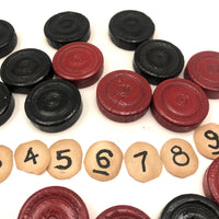 Old Lacquered Checkers Set Plus Marbles for Chinese Checkers and Numbers, Too!
