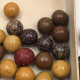 Old Lacquered Checkers Set Plus Marbles for Chinese Checkers and Numbers, Too!