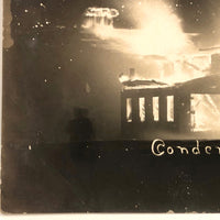 Condense Factory Fire at Night, 1908 Real Photo Postcard