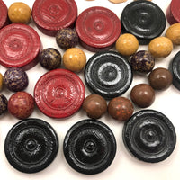 Old Lacquered Checkers Set Plus Marbles for Chinese Checkers and Numbers, Too!