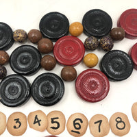 Old Lacquered Checkers Set Plus Marbles for Chinese Checkers and Numbers, Too!