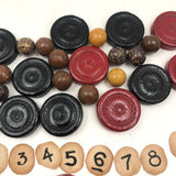 Old Lacquered Checkers Set Plus Marbles for Chinese Checkers and Numbers, Too!