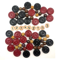 Old Lacquered Checkers Set Plus Marbles for Chinese Checkers and Numbers, Too!