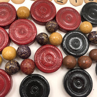 Old Lacquered Checkers Set Plus Marbles for Chinese Checkers and Numbers, Too!