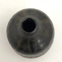 Mid-Century Black Glazed Studio Pottery Weed Vase with Blue Squiggle Design