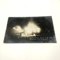 Condense Factory Fire at Night, 1908 Real Photo Postcard