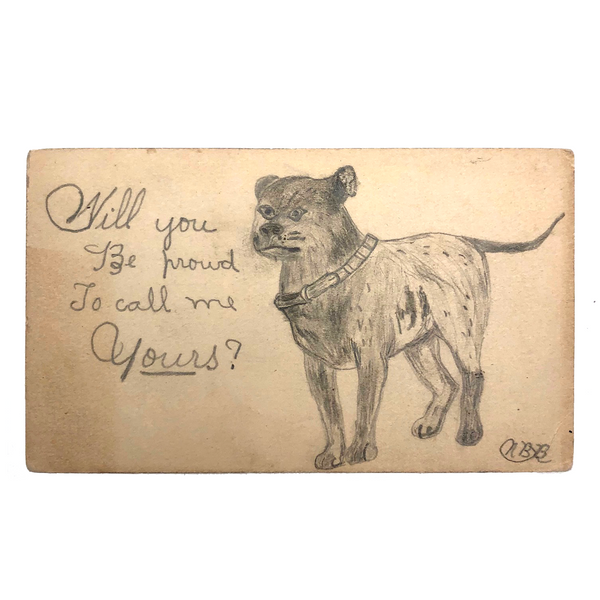 Will You Be Proud to Call Me Yours? Hand-drawn Postcard with Fabulous Dog