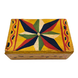 Antique Star-painted Wooden Matchbox with Match Strips