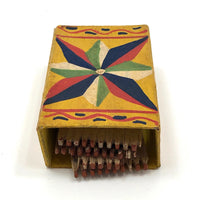 Antique Star-painted Wooden Matchbox with Match Strips
