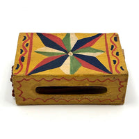 Antique Star-painted Wooden Matchbox with Match Strips
