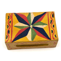 Antique Star-painted Wooden Matchbox with Match Strips