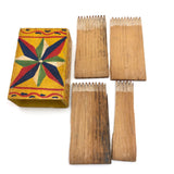 Antique Star-painted Wooden Matchbox with Match Strips