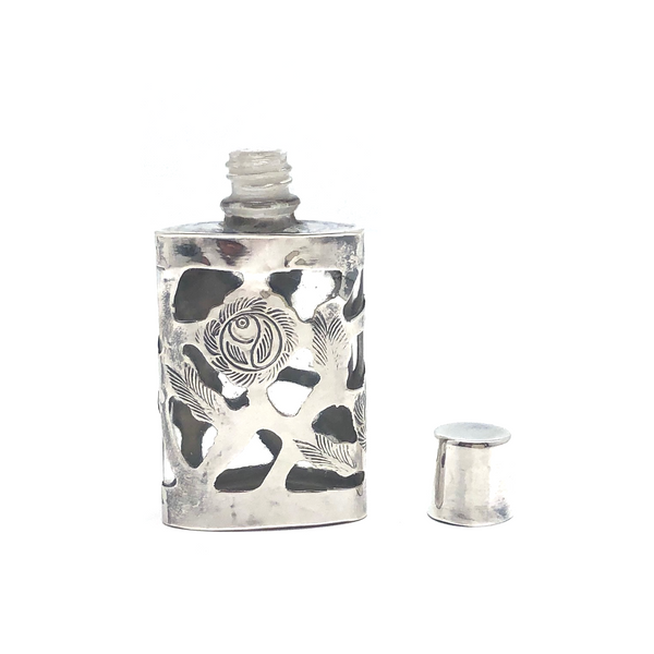 Pretty Vintage Taxco Sterling Overlay Perfume Bottle