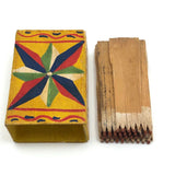 Antique Star-painted Wooden Matchbox with Match Strips