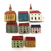 Antique Erzgebirge Houses and Churches - Set of Eight