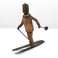 Charming Old Welded Copper Folk Art Skier
