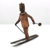 Charming Old Welded Copper Folk Art Skier