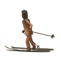 Charming Old Welded Copper Folk Art Skier