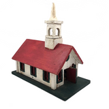 Old Folk Art Birdhouse Church with Bell Tower and Steeple