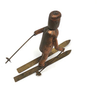 Charming Old Welded Copper Folk Art Skier