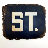 Blue and White Porcelain Enamel Old Street Sign Fragment: DO / ST.