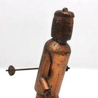 Charming Old Welded Copper Folk Art Skier
