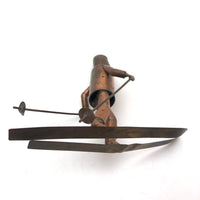 Charming Old Welded Copper Folk Art Skier