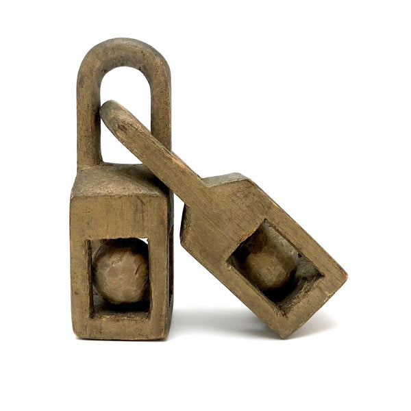 Gold Painted Old Linked Balls in Cages Whimsy