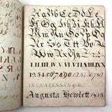 Augusta Hewlett's Stunning 1835-1847 Penmanship Notebook with Elaborate Alphabets and Family Records
