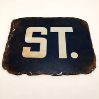 Blue and White Porcelain Enamel Old Street Sign Fragment: DO / ST.