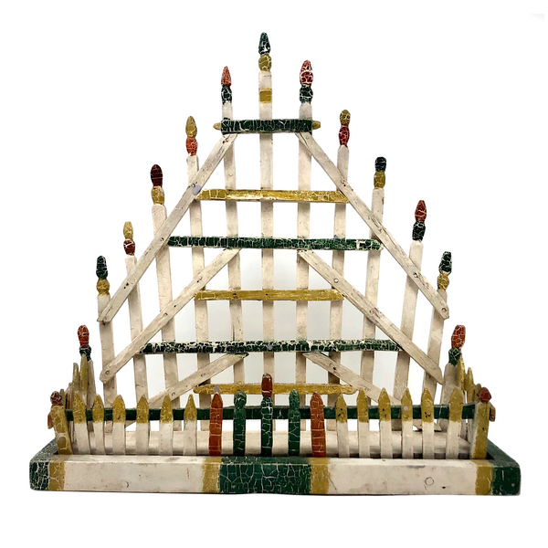 Fantastic Old Folk Art Picket Fence Wall Shelf with Perfect Patina