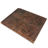 Mother and Child at Window, Old Folk Art Relief Carving