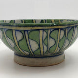 Antique Green and White Patterned, Tin Glazed Ceramic Bowl