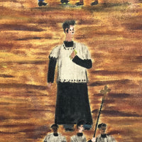 Marvelous Large 1940s Haitian Folk Art Painting of Funeral Procession