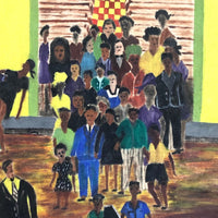 Marvelous Large 1940s Haitian Folk Art Painting of Funeral Procession