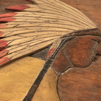 Mounted Relief Carving of Native American with Feathered Headdress