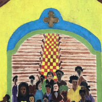 Marvelous Large 1940s Haitian Folk Art Painting of Funeral Procession