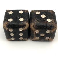 Great Old Pair of Large Carved Solid Wood Carnival Dice