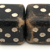Great Old Pair of Large Carved Solid Wood Carnival Dice